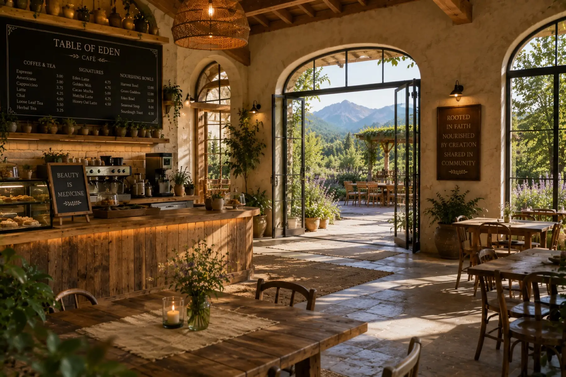 A meal at Table of Eden Café made from farm ingredients