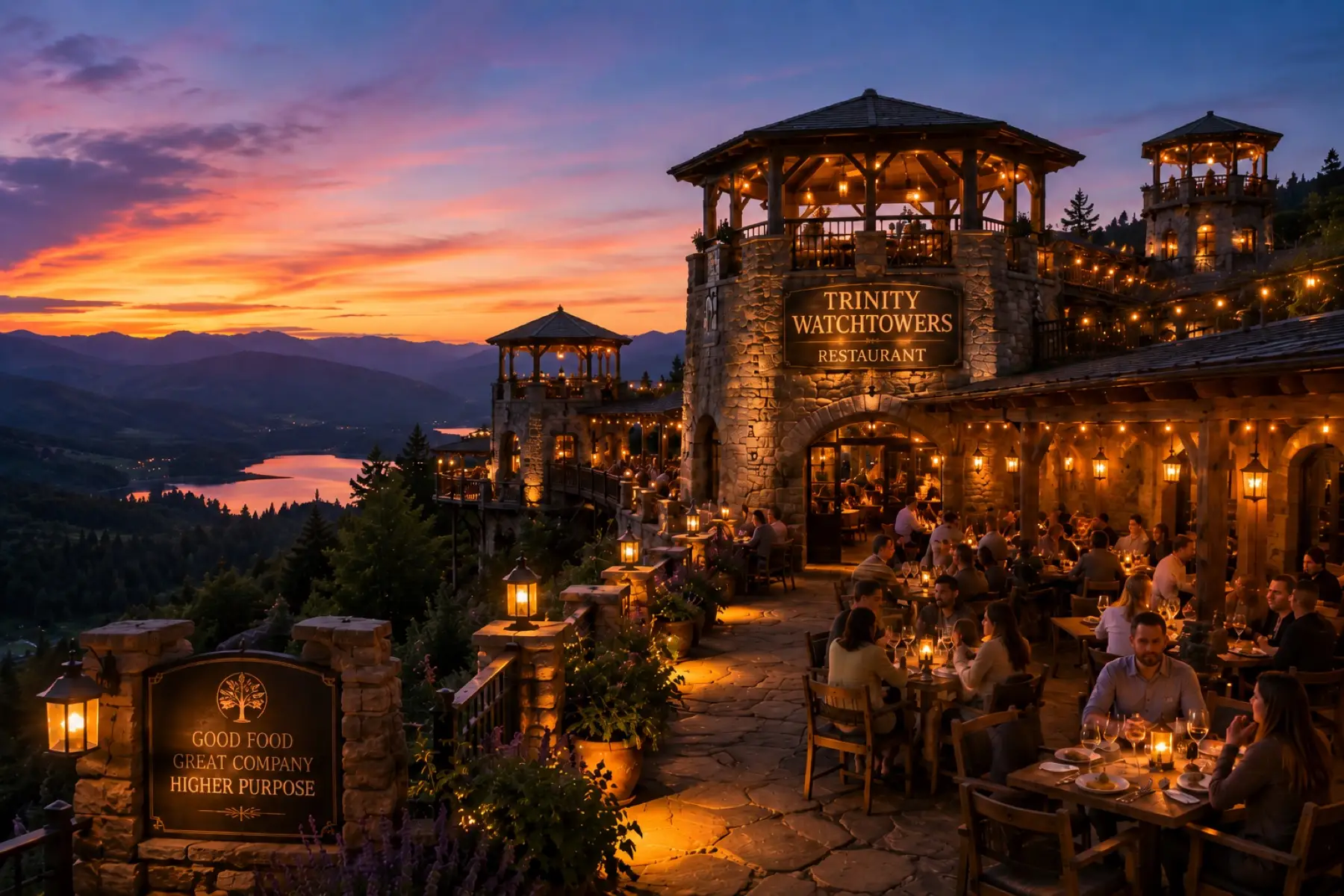 Trinity Watchtowers Restaurant, the village's farm-to-table dining destination