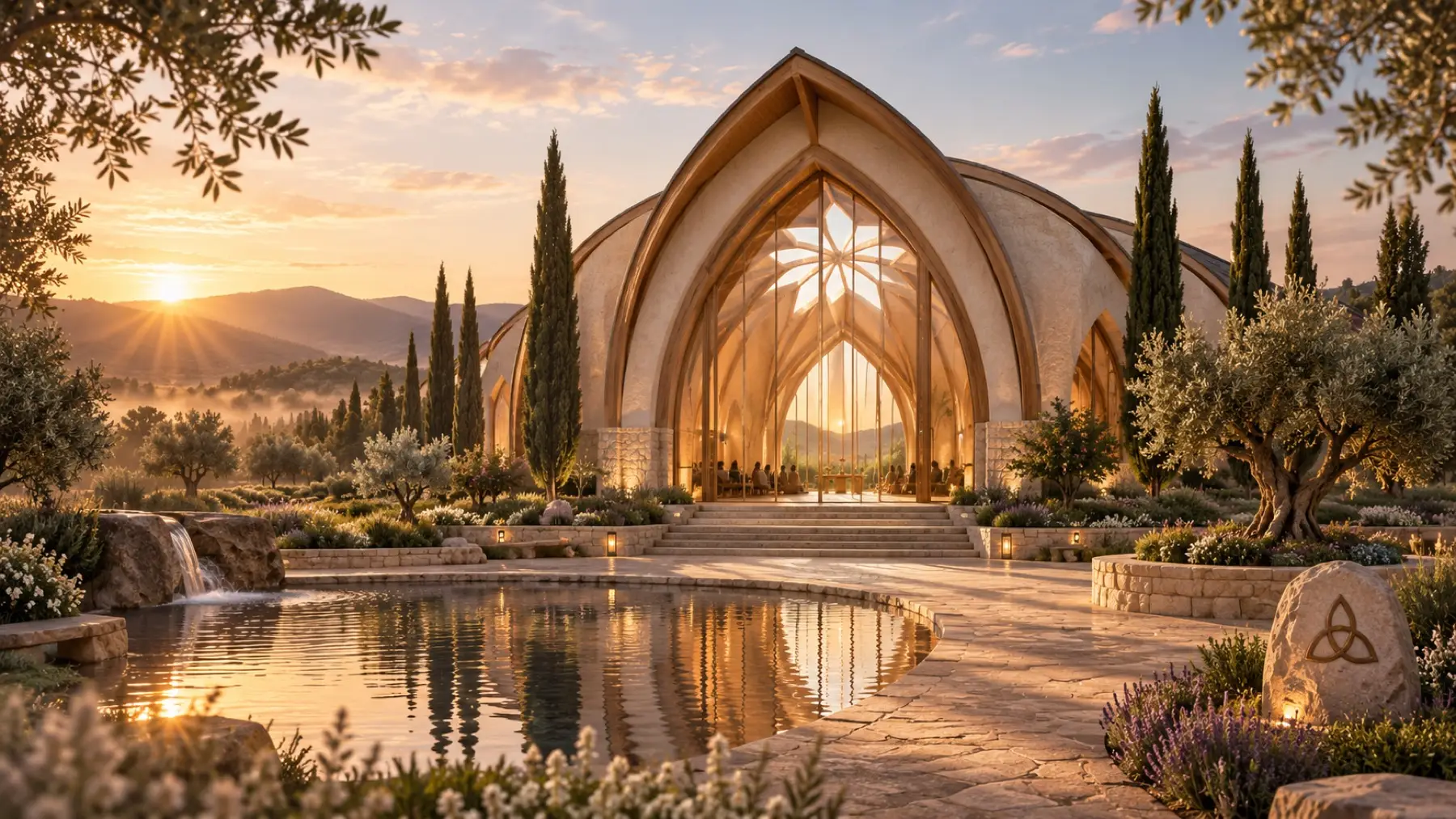 The Worship House at Still Waters with hempcrete walls and prayer gardens